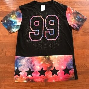 GALAXY 99 SHIRT BLACK MULTI COLOR SHIRT MEDIUM